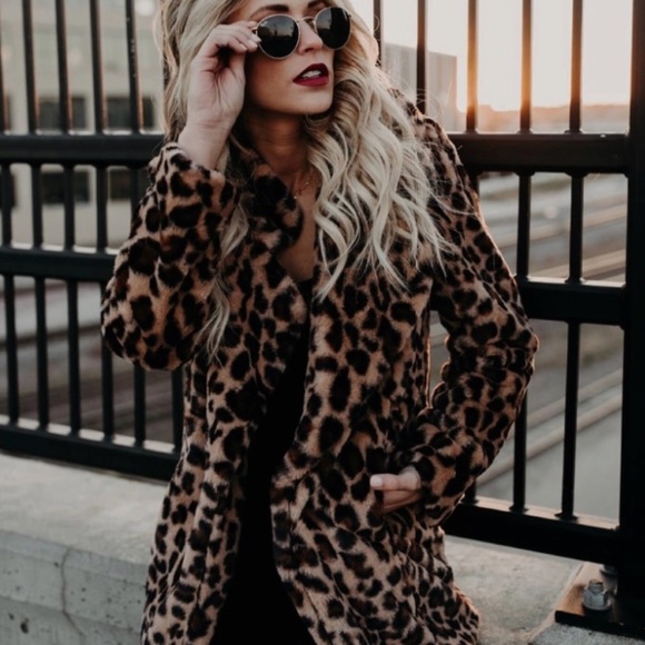 YJSFG House Jackets & Blazers - YJSFG House Faux Fur Leopard Jacket